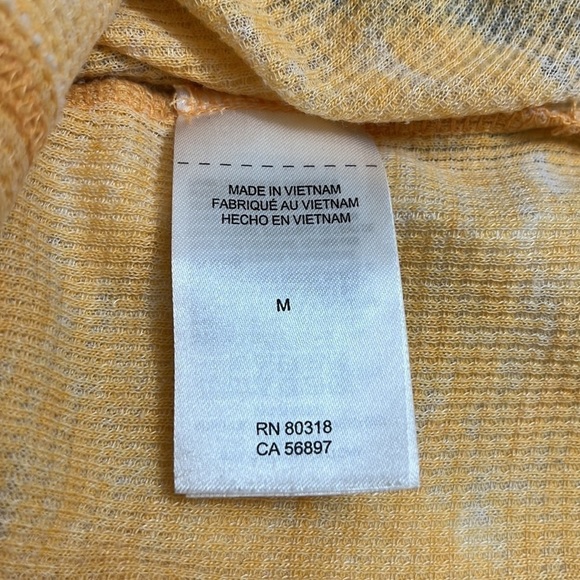 Lucky Brand Burnout Waffle Knit Thermal Tee in Orange Long Sleeve Scoop Neck - Picture 7 of 8